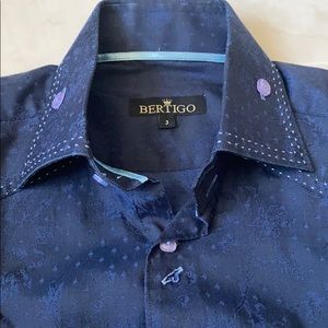 Bertigo Navy Floral Dress Shirt